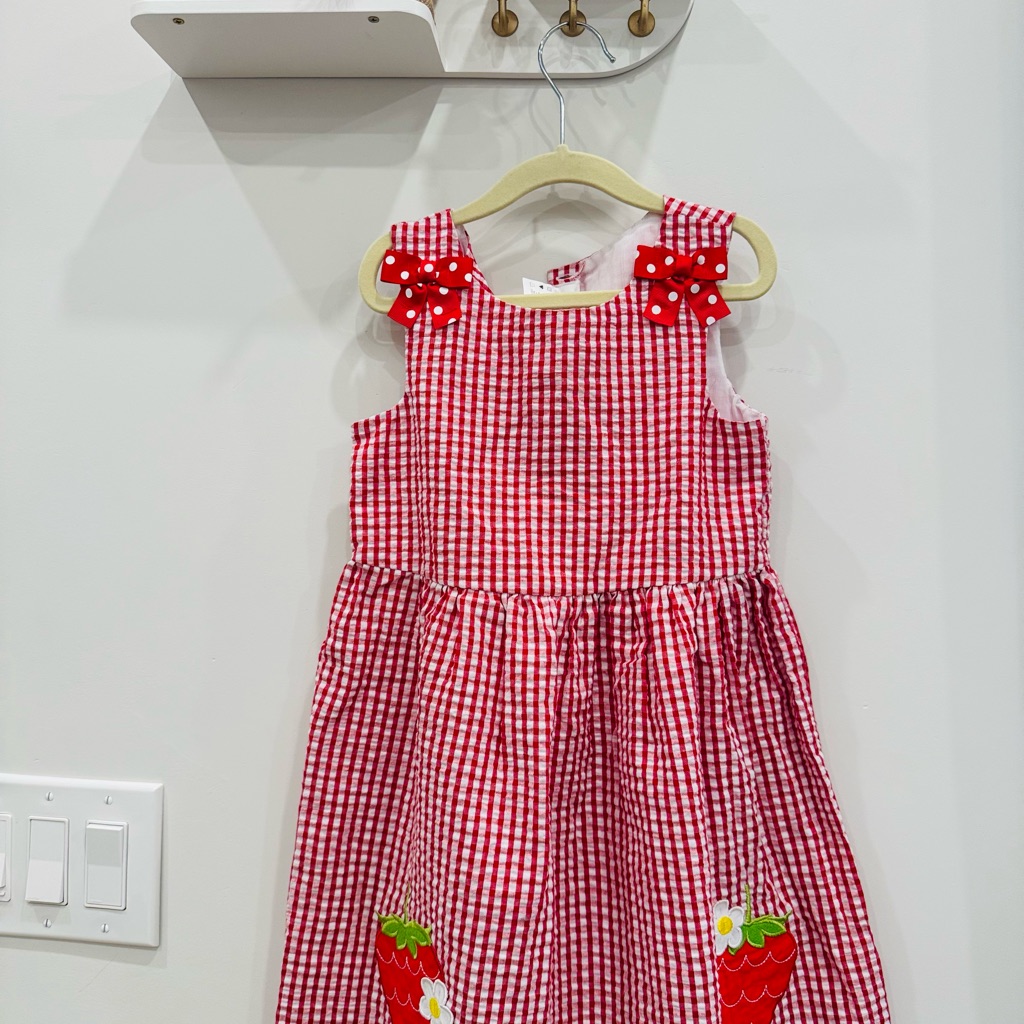 Red Gingham Strawberry Sundress For Kids  Brand